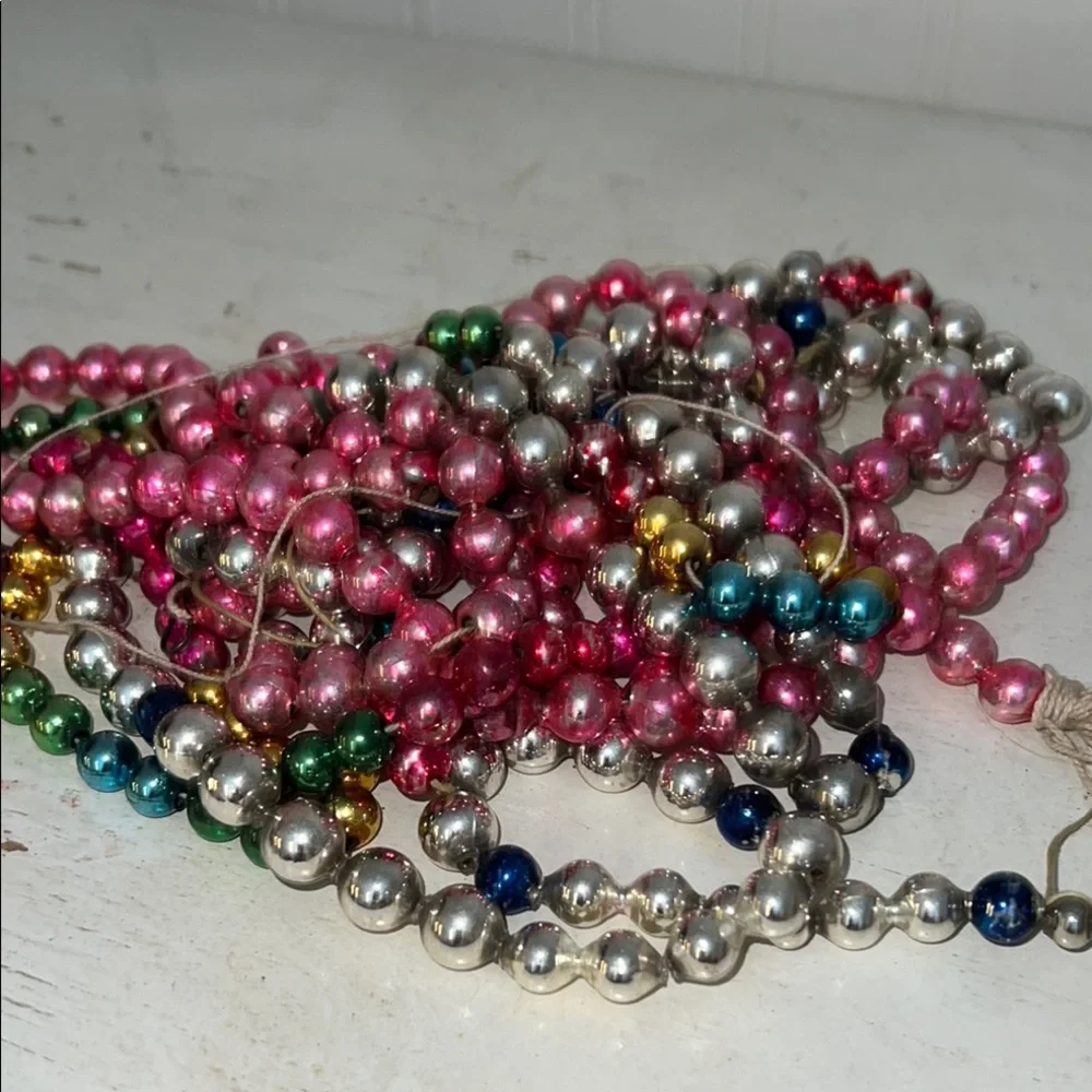 Antique Mercury glass Christmas Colorful Beaded garland